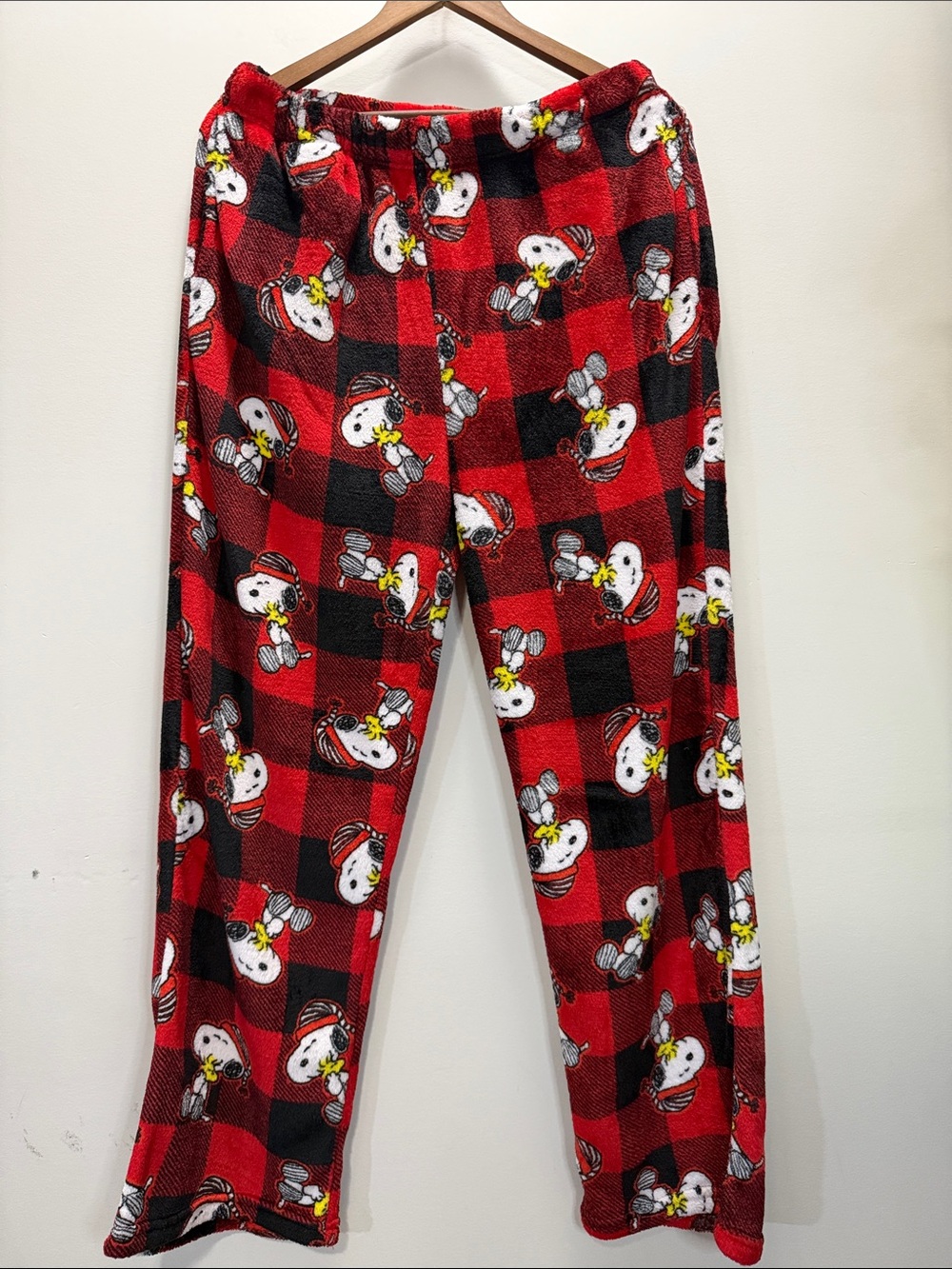 Peanuts Red and Black Buffalo Plaid Snoopy Fleece Pajama Pants